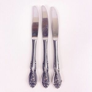 Set of 3 MONA LISA Lifetime Stainless Steel 8 1/2" DINNER KNIFE KNIVES Floral